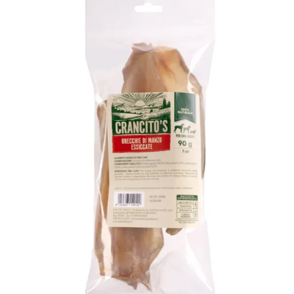 Crancito's snack naturale Dog Adult Orecchie di Manzo Essiccate