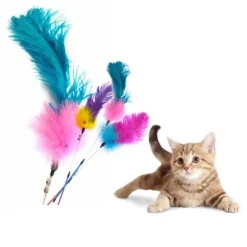 Gioco Canna da pesca Cat Teaser W/Long Feathers and Bells Gim Cat