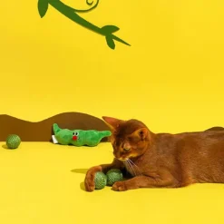 Gioco per gatti Baccello di Pisellini con palline Catnip estraibili Leopet