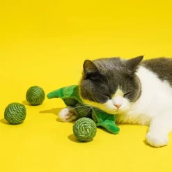Gioco per gatti Baccello di Pisellini con palline Catnip estraibili Leopet