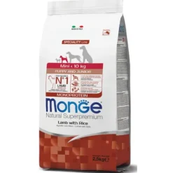 Monge Natural Superpremium Mini Puppy & Junior Monoprotein Agnello con Riso