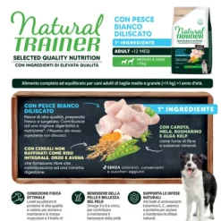 Natural Trainer Selected Quality Adult Medium e Maxi con Pesce Bianco