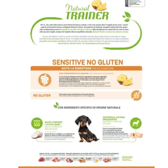 Natural Trainer Sensitive No Gluten Small/Toy Puppy e Junior con Salmone