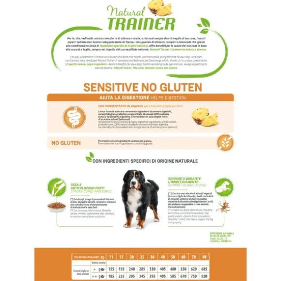 Natural Trainer Sensitive No Gluten Medium&Maxi Mature con salmone