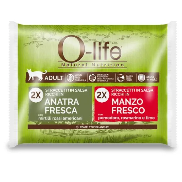 O-life Cat Adult Grain Free Straccetti in salsa multipack 4x85 gr