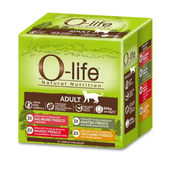 O-life Cat Adult Grain Free Straccetti in salsa multipack 10x85 gr