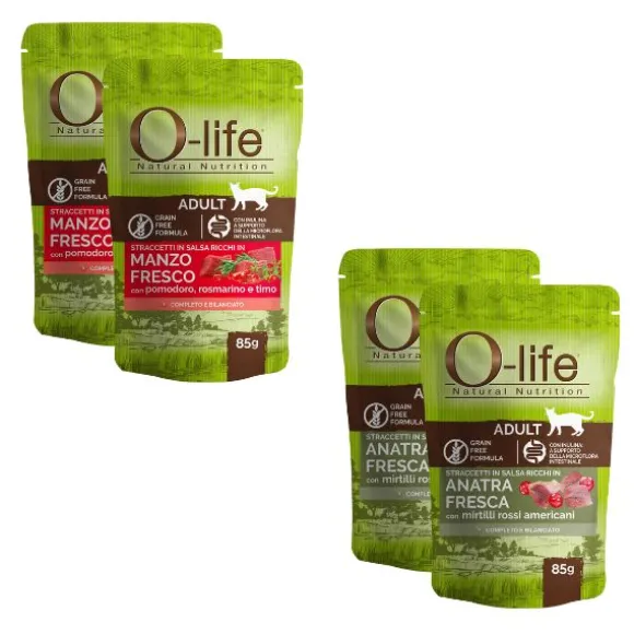 O-life Cat Adult Grain Free Straccetti in salsa multipack 4x85 gr