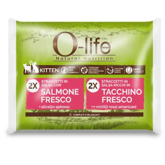 O-life Cat Kitten Grain Free Straccetti in salsa multipack 4x85 gr