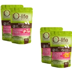O-life Cat Kitten Grain Free Straccetti in salsa multipack 4x85 gr
