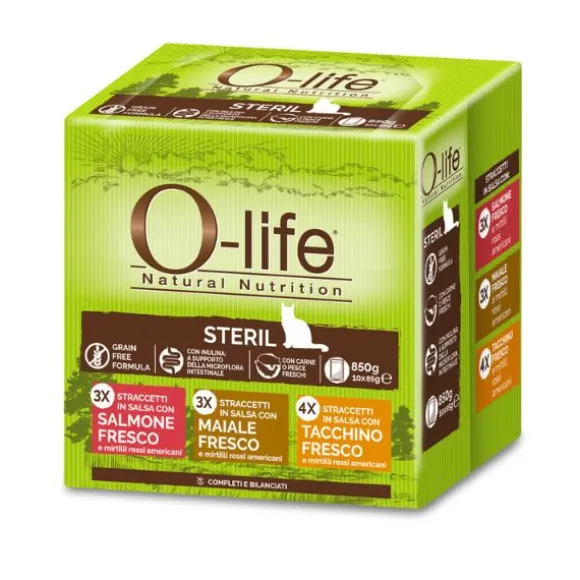 O-life Cat Sterilised Grain Free Straccetti in salsa multipack 10x85 gr