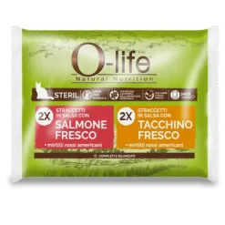 O-life Cat Sterilised Grain Free Straccetti in salsa multipack 4x85 gr