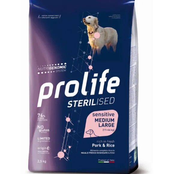 Prolife Sterilised Cane Sensitive Medium Large Maiale e Riso