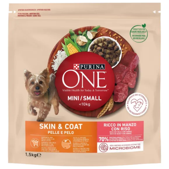 Purina One Dog Adult Mini/Small Skin & Coat ricco di Manzo e riso