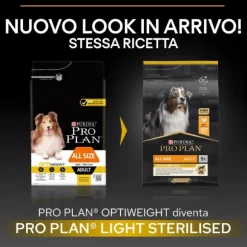 Purina Pro Plan Light Sterilised All Size Adult Crocchette Cane Pollo